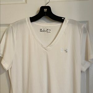 Under Armour White V-Neck Performance Tee
